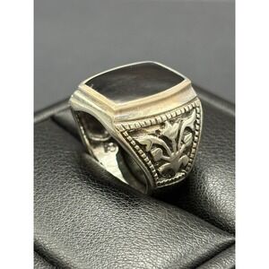 New Condition Sterling Silver Turkish Onyx Signet Ring Size 10 F2